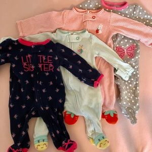 Newborn baby girl sleeper lot set